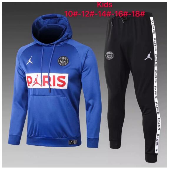 Kids PSG Jordan Blue Sweat Shirt and Pants Training Suits 2020/21